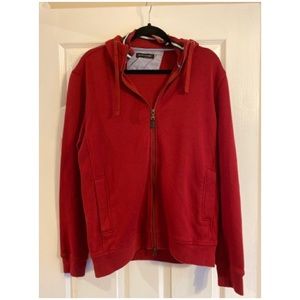 Men’s Red Sweater Zip Up with Hood